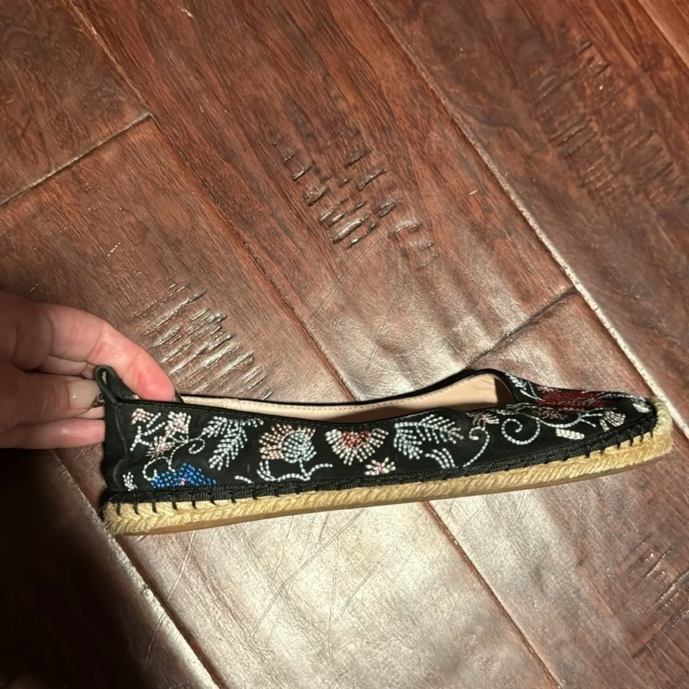 Anthropologie Avec Les Filles Gisella Suede Floral Embroidered Espadrille Flats